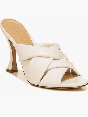 Veronica Beard Ivory Braided Leather Mule Heel